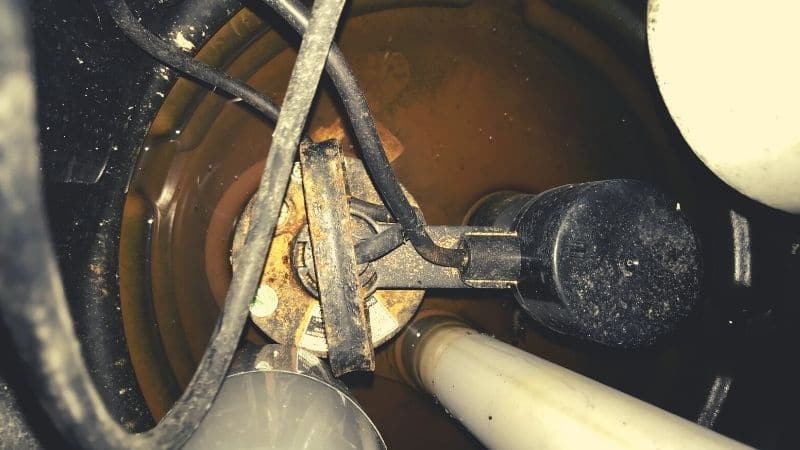 Water and pump in a sump basin